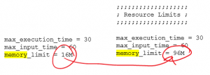 wordpress memory limit